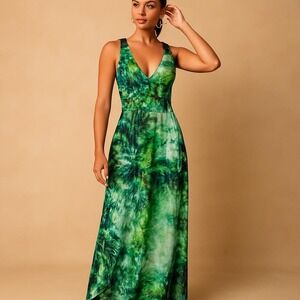 Worth Green‎ Tropical Print Maxi Dress